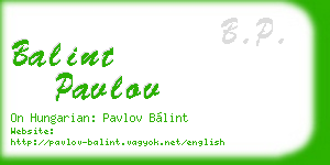 balint pavlov business card